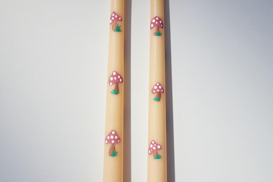 whimsical hand-painted candles
