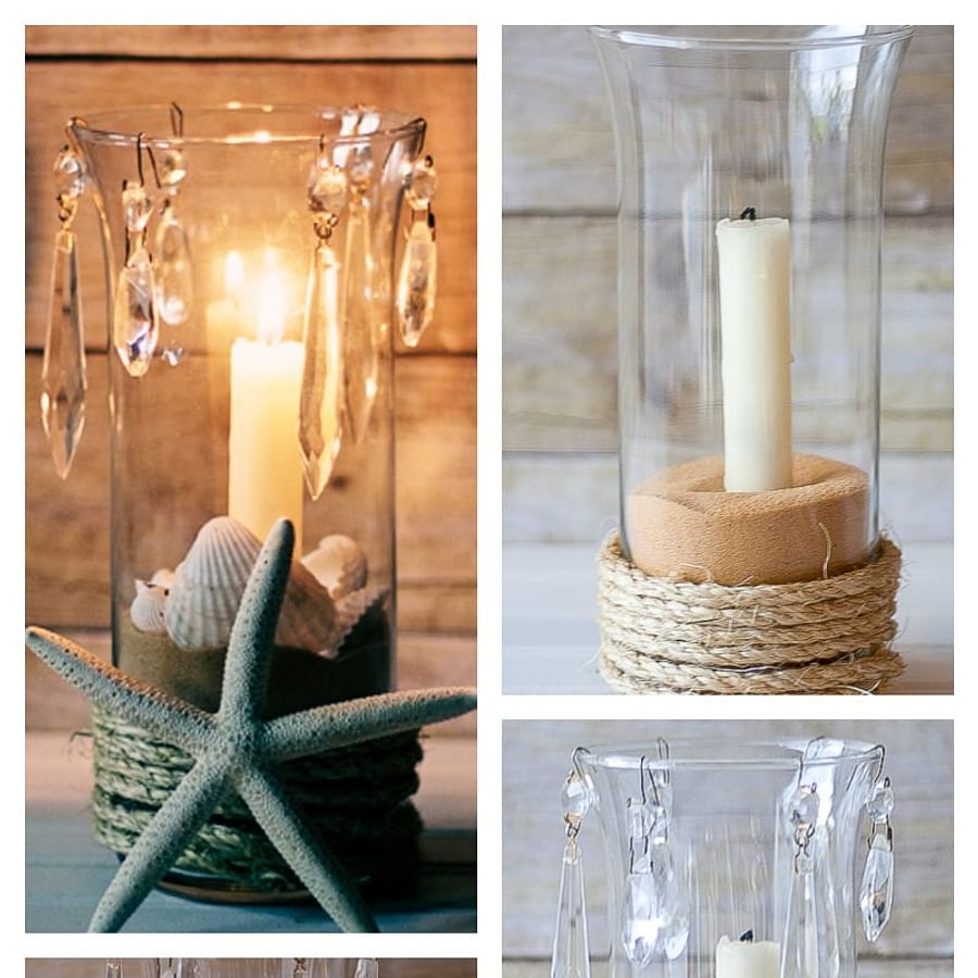Collage of various DIY candle holders