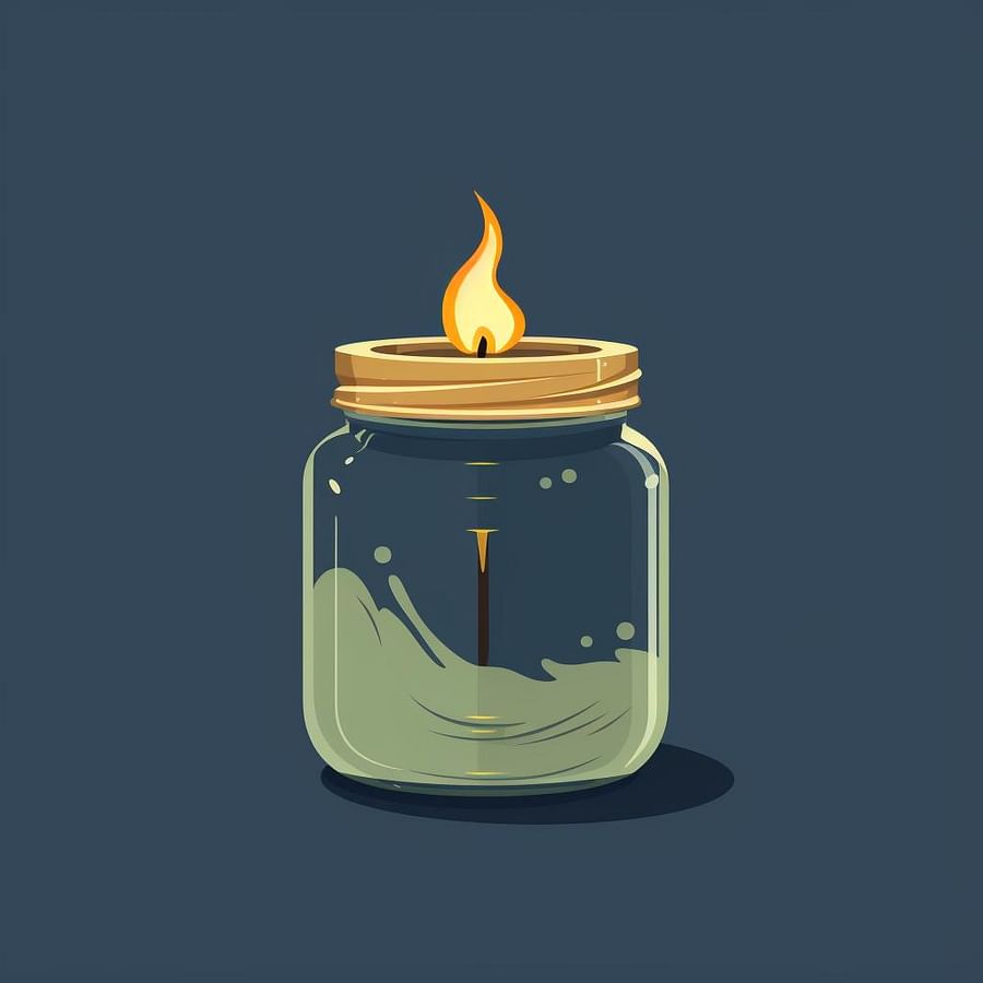 Wick attached to the bottom of a jar
