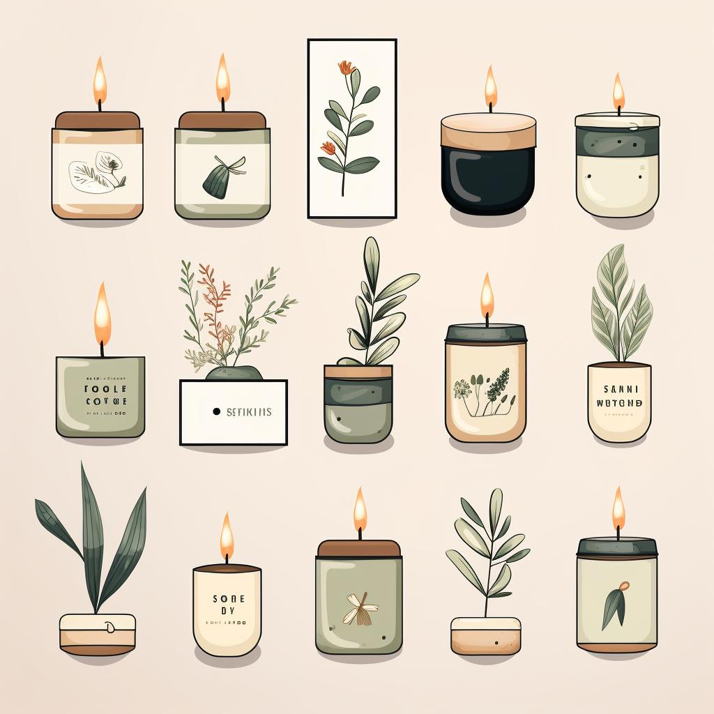 A mood board with various design inspirations for candle packaging