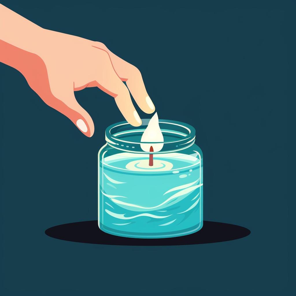 A hand cleaning an empty candle jar with soapy water
