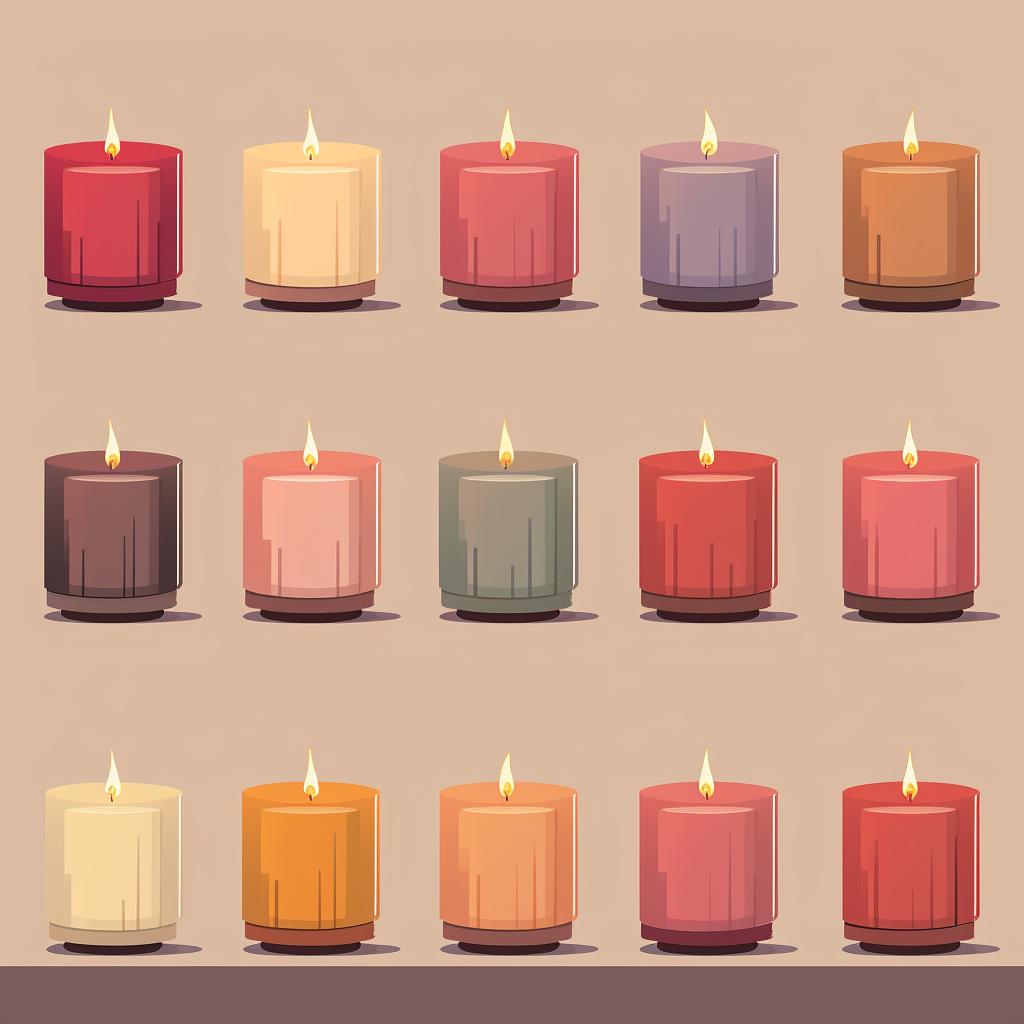 Multiple custom candle packages lined up neatly