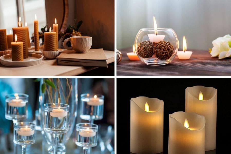 Colorful Beeswax Candles in Various Shapes