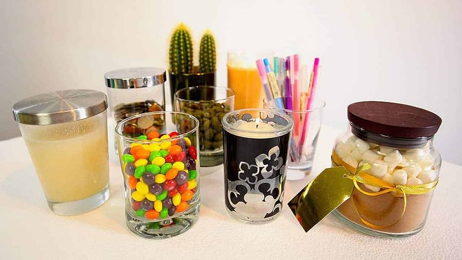 Creative household decorations with reused candle jars