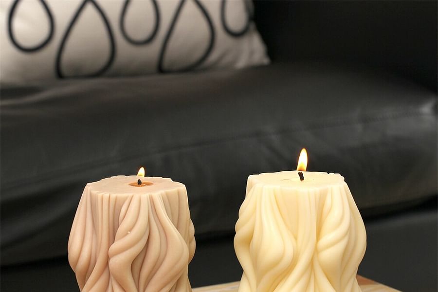 geometric candle carving