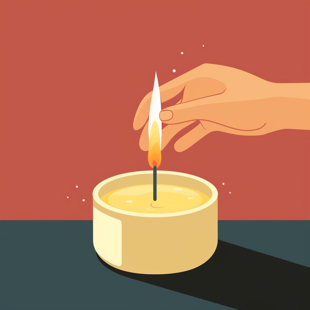 A wick being placed in the center of a candle container