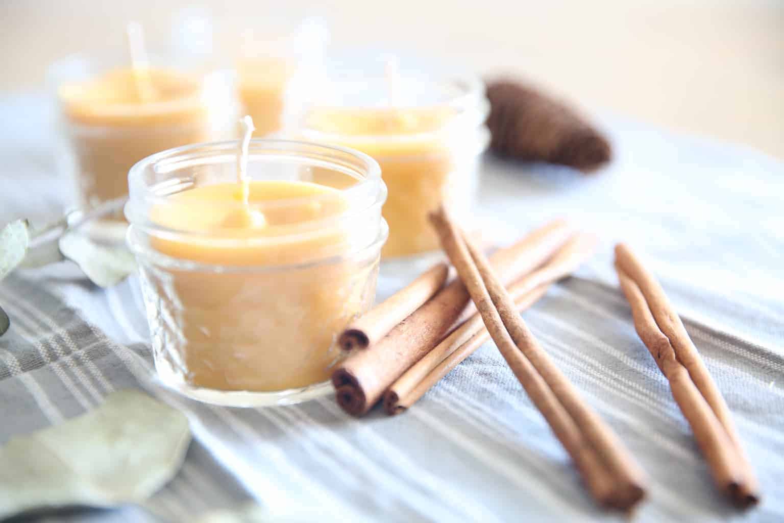 Step by step process of making homemade beeswax candles